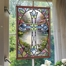 Load image into Gallery viewer, The Bradford Exchange Thomas Kinkade "Crosses" Suncatcher Collection Issue #1 Stained-Glass Window Panels 14"W x 20" H - RCE Global Solutions