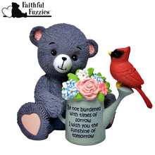 Load image into Gallery viewer, The Hamilton Collection Faithful Fuzzies Forever in My Heart Figurine Issue #6 "Love Never Forgets" Hand-Painted Bereavement Bear with Cardinal and Flowers Memorial Keepsake 3.5-inches - RCE Global Solutions