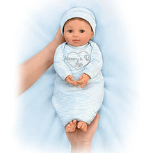 Load image into Gallery viewer, The Ashton-Drake Galleries Mommy's Boy Lifelike So Truly Real® Baby Boy Doll Weighted Poseable with Magnetic Pacifier and Soft RealTouch® Vinyl Skin by Master Doll Artist Ping Lau 17"-Inches - RCE Global Solutions