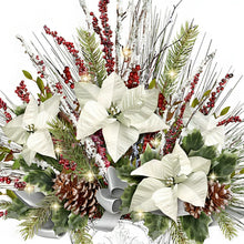 Load image into Gallery viewer, The Bradford Exchange Thomas Kinkade Victorian Christmas Floral Table Centerpiece Decoration Genuine Crystal Artwork Vase Always in Bloom® Poinsettias Handcrafted Floral Arrangement  LED Lit 19-Inches - RCE Global Solutions