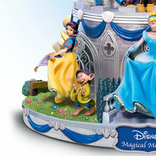 Load image into Gallery viewer, The Bradford Exchange Disney Magical Moments Rotating Musical Glitter Snow Globe featuring Mickey Minnie Goofy Donald Duck Cinderella Snow White Dopey Aladdin Jasmine Ariel Flounder Belle 7.25-Inches - RCE Global Solutions