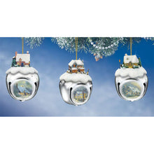 Load image into Gallery viewer, The Ashton-Drake Galleries Winter Sleigh Bells #12 Ornament Collection Set of 3 Christmas Decoration by Thomas Kinkade 3-inches - RCE Global Solutions