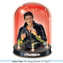 Load image into Gallery viewer, The Bradford Exchange Timeless Legend Sculpture Collection Issue #2: The King of Rock 'N' Roll™ Elvis Presley Handcrafted Glass Dome Sculpture in Bejeweled Jumpsuit with Illuminating Base 7-inches - RCE Global Solutions
