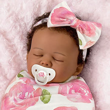 Load image into Gallery viewer, The Ashton-Drake Galleries Flora African American Black Baby Doll with Custom Swaddle Blanket 19-inches - RCE Global Solutions