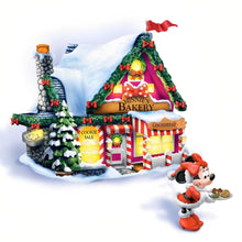 Load image into Gallery viewer, The Bradford Exchange Minnie's Bakery Disney Mickey & Friends Very Merry Holiday Village Collection Issue #2 Christmas Decoration Handcrafted with Illuminated LED Lighting 5" to 5.5" Figurine 3.25-inches - RCE Global Solutions
