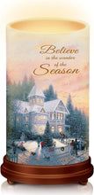Load image into Gallery viewer, The Bradford Exchange Pillars of Light Waxed Flameless Candle Set of 3 with LED Lights Feature T-Kinkade Holiday Christmas Decor Art 24 Hour Timer with Remote Control 6"-Inches - RCE Global Solutions