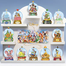 Load image into Gallery viewer, The Bradford Exchange Disney Mickey and Minnie Christmas Snow Globe A Swell Holiday Merry Christmas Miniature Snow Globe Collection Issue #1 Handcrafted and Hand-Painted with Dazzling Christmas Tree and Sculptural Star Topper 4-inches - RCE Global Solutions