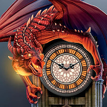 Load image into Gallery viewer, The Bradford Exchange Sculptural Dragon Wall Clock with Gothic Cathedral Case Lights Up and Roars - RCE Global Solutions