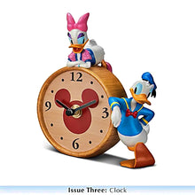 Load image into Gallery viewer, The Bradford Exchange Disney Mickey Mouse & Friends Desk Clock Issue 3 Hand-Painted Donald and Daisy Quartz Timepiece Sculpted Resin Base Classic Disney Home Decor 4.75" W x 4.5" H - RCE Global Solutions