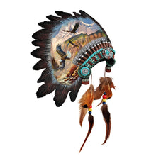 Load image into Gallery viewer, The Bradford Exchange Sacred Tribal Spirits Issue #11 "Canyon Kings" Eagle Ceremonial Headdress Wall Decoration with Real Feathers Hand-Painted Beadwork by Ted Blaylock 9.25-inches - RCE Global Solutions