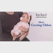 Load and play video in Gallery viewer, The Ashton-Drake Galleries Cooing Chloe Interactive Lifelike TrueTouch® Authentic Silicone Baby Girl Doll That Coos and Breathes  Weighted Fully Poseable by  Master Doll Artist Linda Murray 18"-Inches