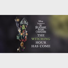 Load and play video in Gallery viewer, The Bradford Exchange Disney Nightmare Before Christmas Fully Sculpted Wall Cuckoo Clock with Lights Music and Motion Features Jack Skellington Sally Lock Shock Barrel 21"-Inches