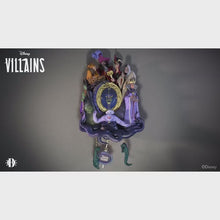 Load and play video in Gallery viewer, The Bradford Exchange Disney Timeless Treachery Sculptural Cuckoo Wall Clock Features 7 Favorite Villains LED Lights in 4 Colors Music and Changing Magic Mirror Face 22"-Inches