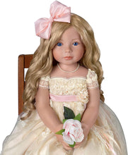 Load image into Gallery viewer, The Ashton - Drake Galleries Pearls Lace and Grace Lifelike So Truly Real® Child Girl Doll in Custom Hand Sewn Ivory Satin Dress Realistic Weighted Poseable with Soft RealTouch® Vinyl Skin 28"-Inches - RCE Global Solutions