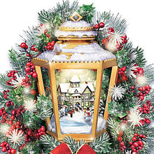 Load image into Gallery viewer, The Bradford Exchange Thomas Kinkade A Happy Homecoming Wreath Always In Bloom Illuminated Lantern Wreath 24-inches - RCE Global Solutions