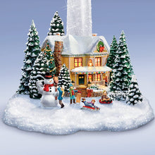 Load image into Gallery viewer, The Bradford Exchange Thomas Kinkade Holiday Lights, Spirits Bright Village Candleholders with Flameless Candles - RCE Global Solutions