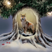 Load image into Gallery viewer, The Bradford Exchange Sovereigns Of The Forest Illuminated Musical Tabletop Christmas Tree with Custom Al Agnew Art Ornaments Sculpted Wolf Base Plays Holiday Music Tree and Base Light Up 22"-inches - RCE Global Solutions
