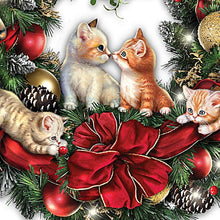 Load image into Gallery viewer, The Bradford Exchange Merry Mischief Makers Illuminated Always in Bloom Wreath with Kittens - RCE Global Solutions