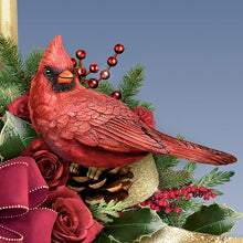 Load image into Gallery viewer, The Bradford Exchange Spirit of the Season Always in Bloom® Christmas Floral Arrangement Table Centerpiece Decoration Lifelike Cardinal Sculptures Two Sculpted Candles and 8 Holiday Music Melodies 14"-Inches - RCE Global Solutions