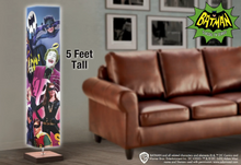 Load image into Gallery viewer, The Bradford Exchange Batman Floor Lamp Features Colorful Graphics of Robin Batgirl Catwoman Joker Penguin Riddler Mr Freeze and Egghead on 4 Sided Fabric Shade with Hands Free Floor Switch 5'-Feet - RCE Global Solutions