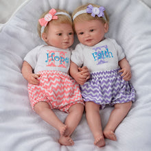 Load image into Gallery viewer, The Ashton - Drake Galleries Lifelike Poseable Twins "Hope and Faith" Baby Dolls Set with Purple Baby Bunting by Mayra Garza 14-inches - RCE Global Solutions