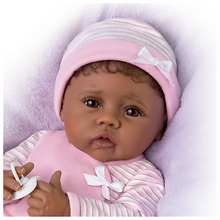Load image into Gallery viewer, The Ashton - Drake Galleries Blessing From the Start Lifelike So Truly Real® African American Black Baby Girl Doll Weighted Fully Poseable with Soft RealTouch® Vinyl Skin by Master Doll Artist Linda Murray 16"-Inches - RCE Global Solutions