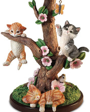 Load image into Gallery viewer, Country Kitties Lamp with Art by Jurgen Scholz Sculpted Cats with Butterfly Finial for Tabletop Lamp - by The Bradford Exchange - RCE Global Solutions