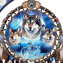 Load image into Gallery viewer, The Bradford Exchange Al Agnew Dreams Of The Spirit Wolf Art Glow-In-The-Dark Crescent Moon Sculpture Dreamcatcher - RCE Global Solutions