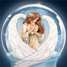 Load image into Gallery viewer, The Bradford Exchange An Angel's Embrace Hand-Painted Illuminated Musical Glitter Globe Featuring Sculptural Wings in Raised-Relief Detail On The Heirloom Porcelain Base - RCE Global Solutions