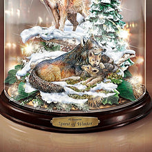 Load image into Gallery viewer, The Bradford Exchange Spirit of Winter Illuminated Glass Lantern with Sculpted Wolf by Al Agnew 9-inches - RCE Global Solutions