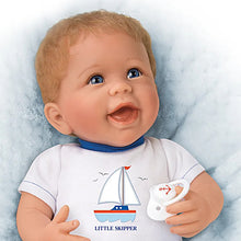 Load image into Gallery viewer, The Ashton - Drake Galleries Little Skipper Lifelike So Truly Real® Baby Boy Doll Weighted Fully Poseable with Magnetic Pacifier and Soft RealTouch® Vinyl Skin by Doll Artist Linda Murray 20"-Inches - RCE Global Solutions