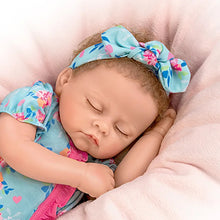 Load image into Gallery viewer, The Ashton - Drake Galleries Bella Interactive Lifelike TrueTouch® Authentic Silicone Baby Girl Doll Breathes and Coos Weighted Fully Poseable with Custom Floral Sleeper & Headband by Artist Linda Murray 19"-inches - RCE Global Solutions