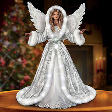 Load image into Gallery viewer, The Ashton - Drake Galleries Illuminated Silent Night Angel Poseable Musical Porcelain Doll with Faux Fur Coat Lined with More Than 40 LED Lights Plays the Silent Night Melody 24"-inches - RCE Global Solutions