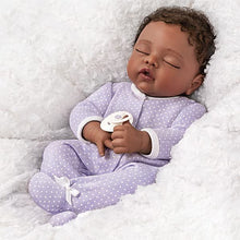Load image into Gallery viewer, The Ashton - Drake Galleries Amara Lifelike So Truly Real® African American Black Sleeping Baby Girl Doll Weighted Poseable with Soft RealTouch® Vinyl Skin by Master Doll Artist Linda Murray 16"-Inches - RCE Global Solutions