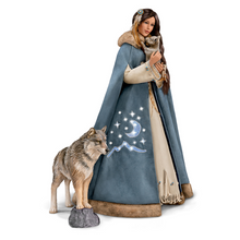 Load image into Gallery viewer, The Ashton - Drake Galleries Maiden of the Wolf Moon Portrait Doll Collector’s Edition Handcrafted & Hand Painted with Removable Light Up Cape and 2 Wolf Figures 21-inches - RCE Global Solutions
