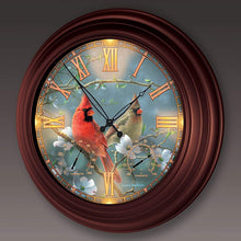 Load image into Gallery viewer, The Bradford Exchange Nature's Masterpiece Cardinal-Themed Outdoor Illuminated Atomic Wall Clock - RCE Global Solutions