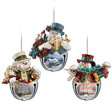 Load image into Gallery viewer, The Bradford Exchange Thomas Kinkade Snow-Bell Holidays Snowman Ornaments: Set of Three - RCE Global Solutions