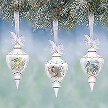 Load image into Gallery viewer, The Bradford Exchange Sweet Songbirds Heirloom Porcelain Songbird Accented Teardrop Ornaments Set of 3 By Susan Bourdet - RCE Global Solutions
