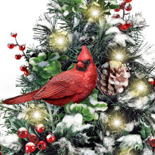 Load image into Gallery viewer, The Bradford Exchange Winter's Beautiful Blessings Illuminated Tabletop Christmas Tree with Joseph Hautman Wildlife Artwork Vase and 4 Handcrafted Cardinal Sculptures Convenient 5hr Timer 24"-Inches - RCE Global Solutions