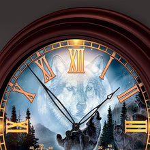 Load image into Gallery viewer, The Bradford Exchange Al Agnew Majestic Presence Wolf-Themed Outdoor Illuminated Atomic Wall Clock - RCE Global Solutions