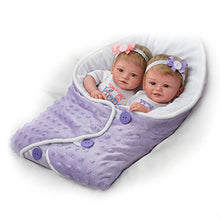 Load image into Gallery viewer, The Ashton - Drake Galleries Lifelike Poseable Twins "Hope and Faith" Baby Dolls Set with Purple Baby Bunting by Mayra Garza 14-inches - RCE Global Solutions