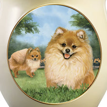 Load image into Gallery viewer, Linda Picken Pomeranian Art Ceramic Cookie Jar With Sculpted Pomeranians On Lid by The Bradford Exchange - RCE Global Solutions