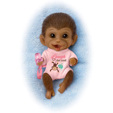 Load image into Gallery viewer, The Ashton-Drake Galleries Happy Little Handfuls Monkey Doll Collection "Laugh Out Loud Lara" Issue #1 Miniature Full Body Silicone Monkey Dolls with Pacifiers 4-inches - RCE Global Solutions