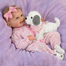 Load image into Gallery viewer, The Ashton - Drake Galleries Interactive Layla Coo's and Giggles with Plush Puppy that Happy Barks Back So Truly Real® Girl Doll with RealTouch® Vinyl Skin by Master Doll Artist Bonnie Chyle 18"-inches - RCE Global Solutions