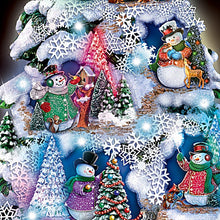 Load image into Gallery viewer, The Bradford Exchange Thomas Kinkade Let It Glow Tabletop Christmas Tree Features 10 Snowman Sculptures and Color Changing LED Lights Plays 8 Christmas Carol Melodies Includes 24hr Timer 12"-Inches - RCE Global Solutions