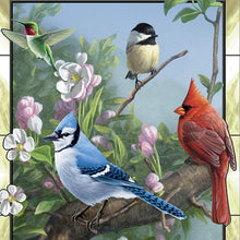 Load image into Gallery viewer, The Bradford Exchange James Hautman Window to Nature Songbird-Themed Self-Illuminating Stained Glass Wall Decor - RCE Global Solutions