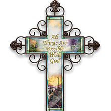 Load image into Gallery viewer, The Bradford Exchange Heavensong Wind Chime "Faith" Metal Cross Musical Metal Chimes with Artwork by Thomas Kinkade with Bible Passages 7"W x 18"H - RCE Global Solutions