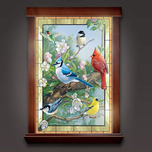 Load image into Gallery viewer, The Bradford Exchange James Hautman Window to Nature Songbird-Themed Self-Illuminating Stained Glass Wall Decor - RCE Global Solutions