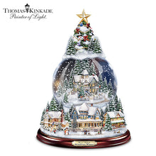 Load image into Gallery viewer, The Bradford Exchange Thomas Kinkade Wondrous Winter Musical Tabletop Christmas Tree with Snowglobe Lights Up Plays 8 Christmas Melodies - RCE Global Solutions