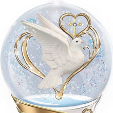 Load image into Gallery viewer, The Bradford Exchange Forever Within Your Heart Remembrance Glitter Globe with A Porcelain Base Featuring A Hand-Painted Sculptural Dove & Adorned with A Faux-Jeweled Cross 6-inches - RCE Global Solutions